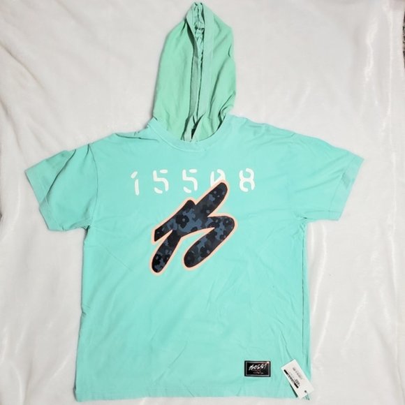 NWT BOSSI SPORTSWEAR (FLOWER CAMO) B HOODED T-SHIRT MINT - Picture 1 of 9